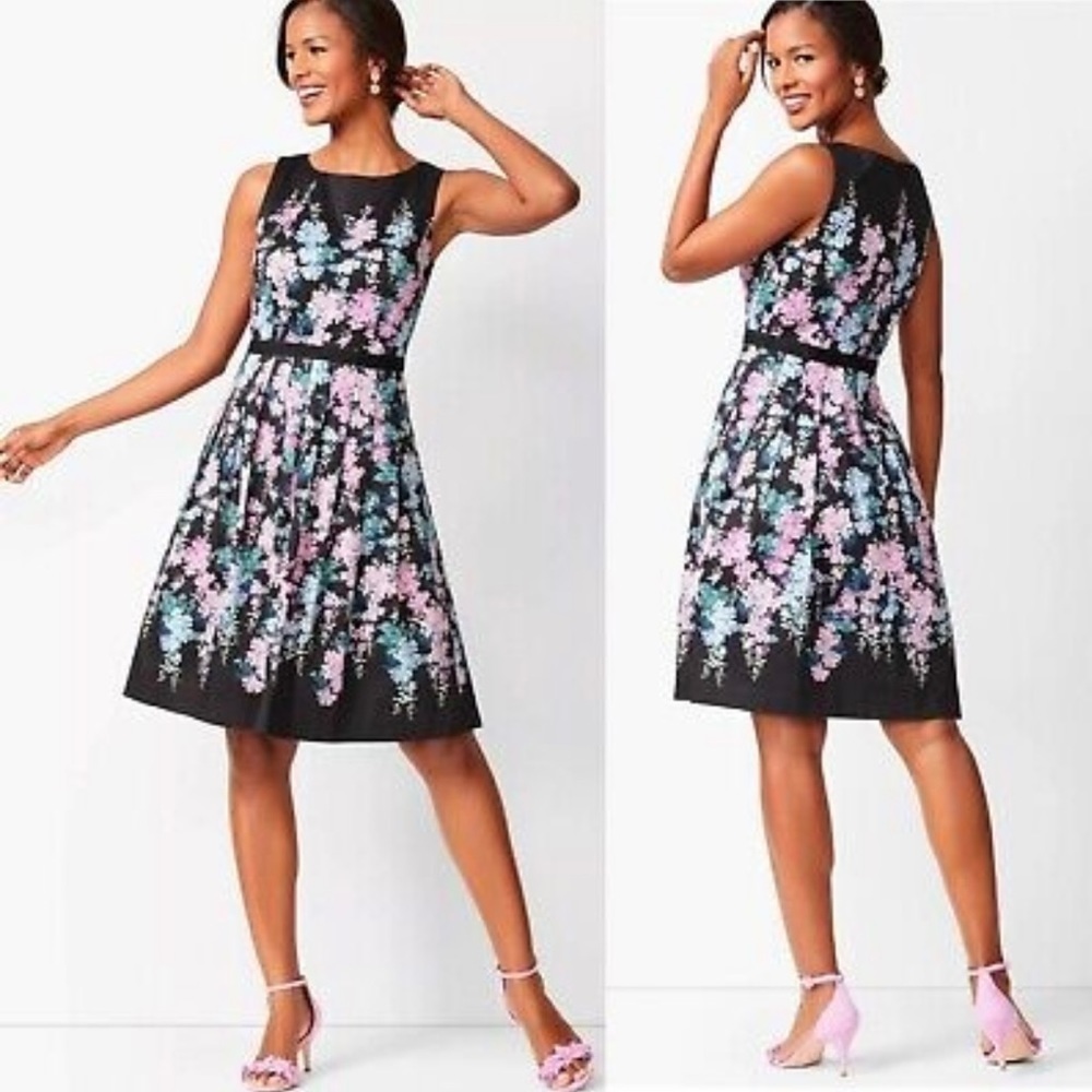 EUC RSVP Talbots Pleated Lilac Print Dress A Line - Size 2P